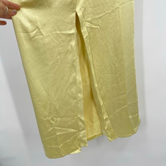 Lovers and Friends | NWT Bella Gown in Baby Yellow Satin One Shoulder Maxi XS - Picture 12 of 14